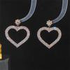 Новые геометрические полые большие серьги в форме сердца любви, женские простые универсальные серьги со стразами, 1 пара