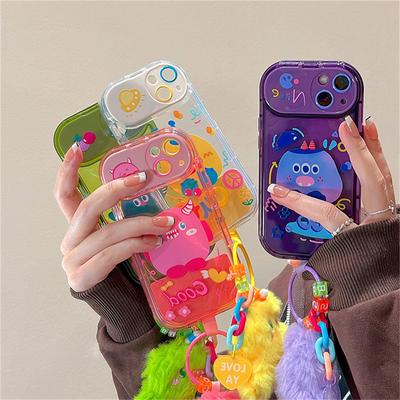 Корейский милый чехол с 3d плюшевым кулоном Monster для Iphone 14 13 12 11 Pro Max Xr, противоударный мягкий чехол с держателем зеркала