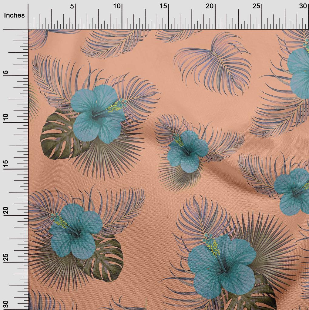 oneOone Хлопковая гибкая ткань среднего синего цвета с тропическим гибискусом и цветочным принтом для одежды своими руками, ткань для квилтинга, ткань с принтом в ярдах, 40 дюймов