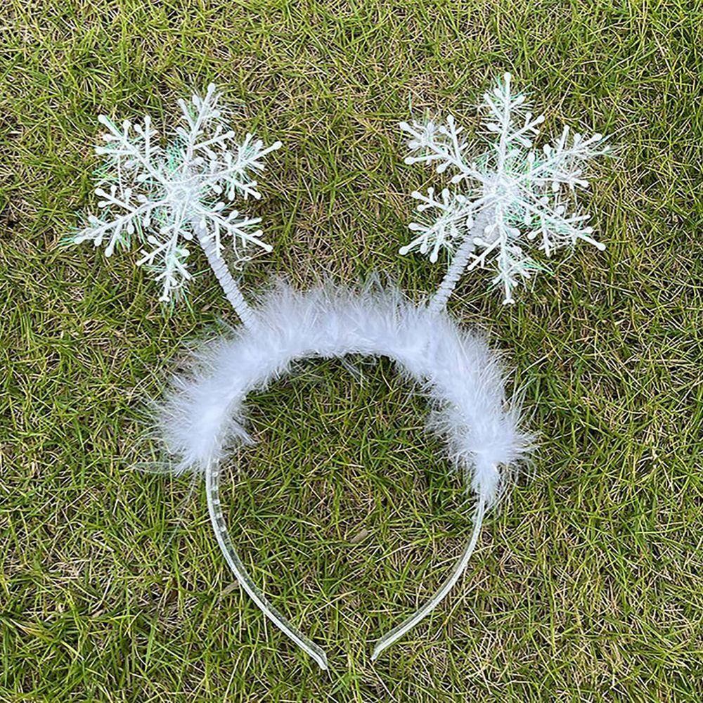 Dress Up White Christmas Headband Antlers Headband Female Plush Hair Hoop Christmas Decoration