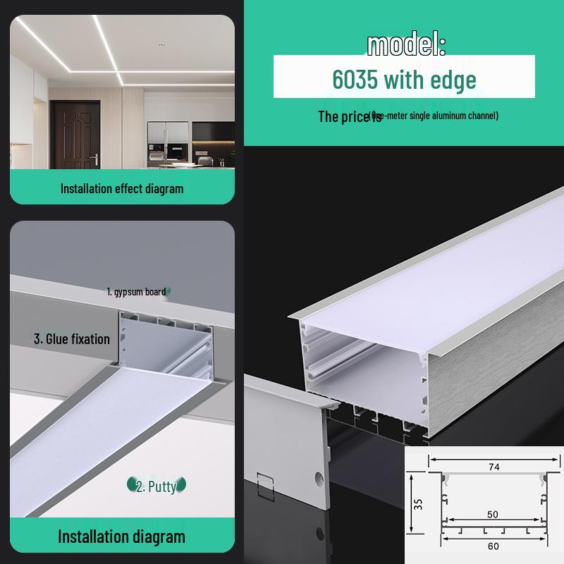 Seamless Linear Recessed LED Light Channel - Aluminum Strip Slot Design