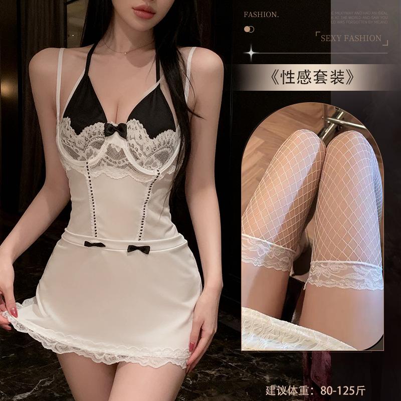 Sex underwear, sexy suspender skirt, two-piece suit, slim fit and large hip skirt, pure desire uniform temptation suit.