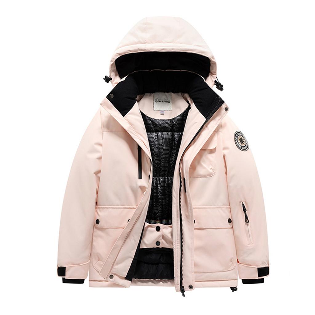 Детский модный лыжный костюм для мальчиков и девочек, утепленная водонепроницаемая теплая лыжная куртка