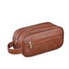 Portable Multi Pocket Men Leather Wash Bag Handheld Zipper Cosmetic Storage Bag Large Capacity Waterproof Makeup Pouch Male