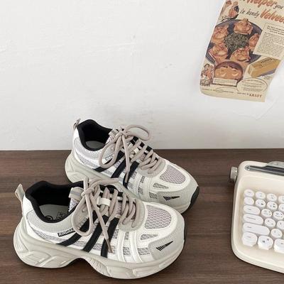 Женские кроссовки «папины кроссовки» весенние новые на толстой подошве для увеличения роста универсальные маленькие повседневные спортивные туфли повседневная обувь