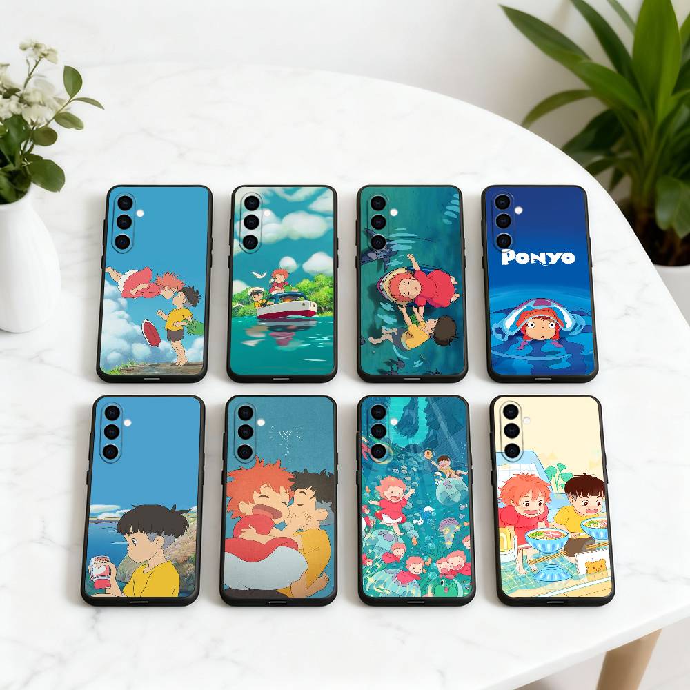 Чехол для телефона P-Ponyo на C-Скале у Моря Черный Силиконовый Мягкий Для Samsung Galaxy A73,A72,A71,A70,A53,A52,A51