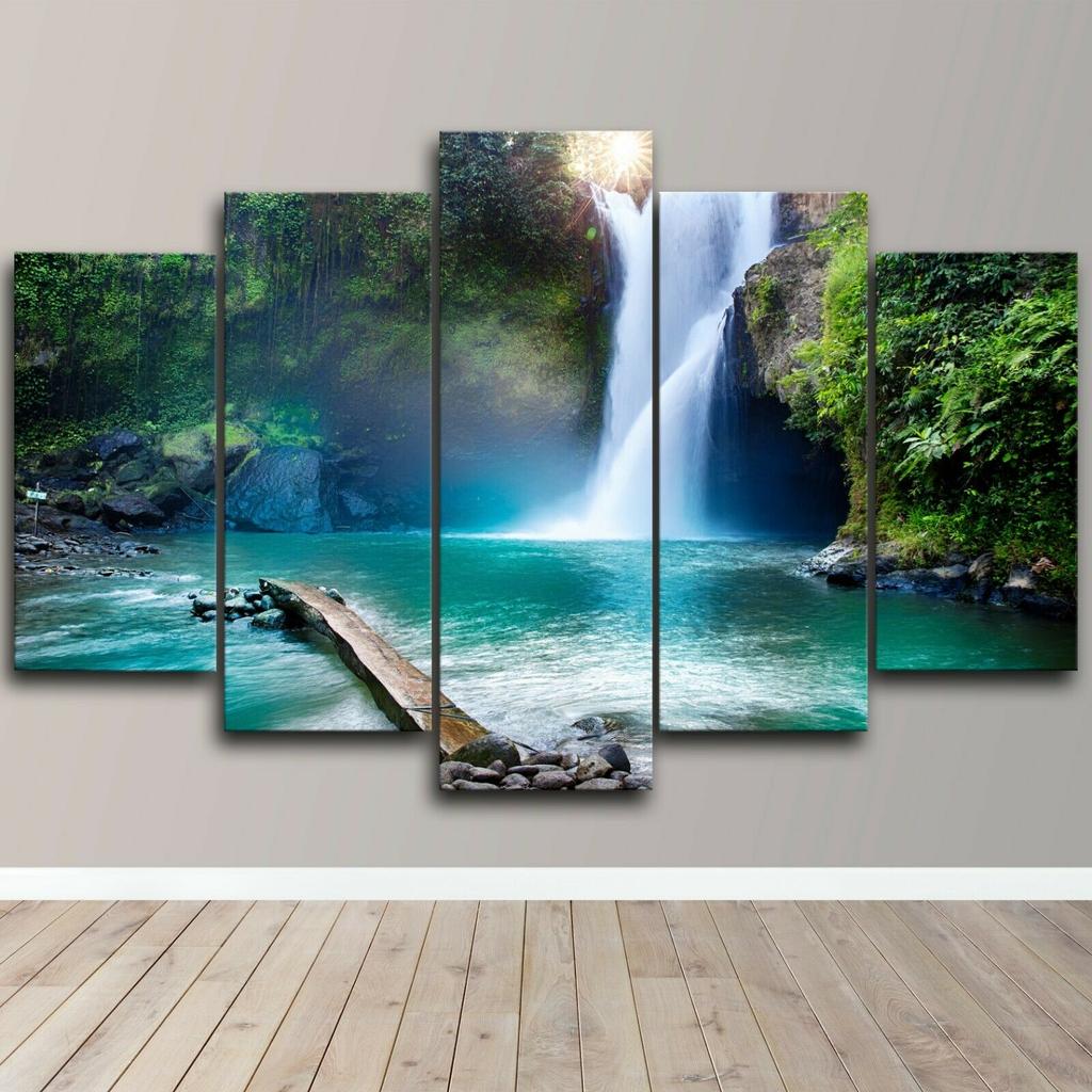 5 шт., водопад, река, художественная природа, красота, 5 шт., холст, настенный художественный принт, домашний декор, картины, плакат, HD печать, 5 шт., современный