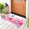 1 Pink Floral Pattern Rug - Machine Washable, Non-Slip, Soft and Comfortable Entryway Mat for Front Door, Bathroom, Living Room