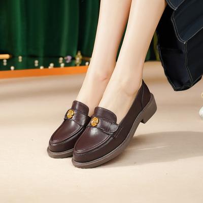 Женские одинарные туфли на весну и осень с черной камелией, женские маленькие кожаные туфли в студенческом стиле