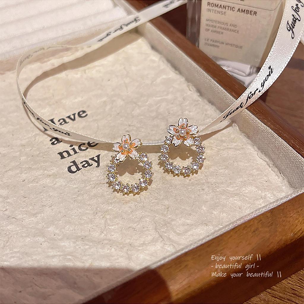 Простота Универсальность Продвинутое Ощущение Изысканный Цветок Полностью Инкрустированные Серьги Для Женщин