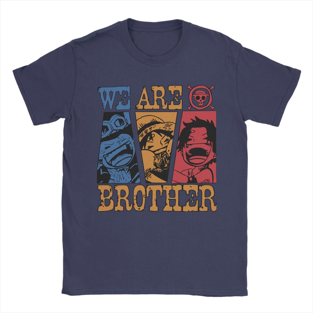 Novelty We are brothers Sabo Luffy and Ace TShirts for Men O Neck 100 Cotton T Shirt Ones Pieces Tees Printed Clothing