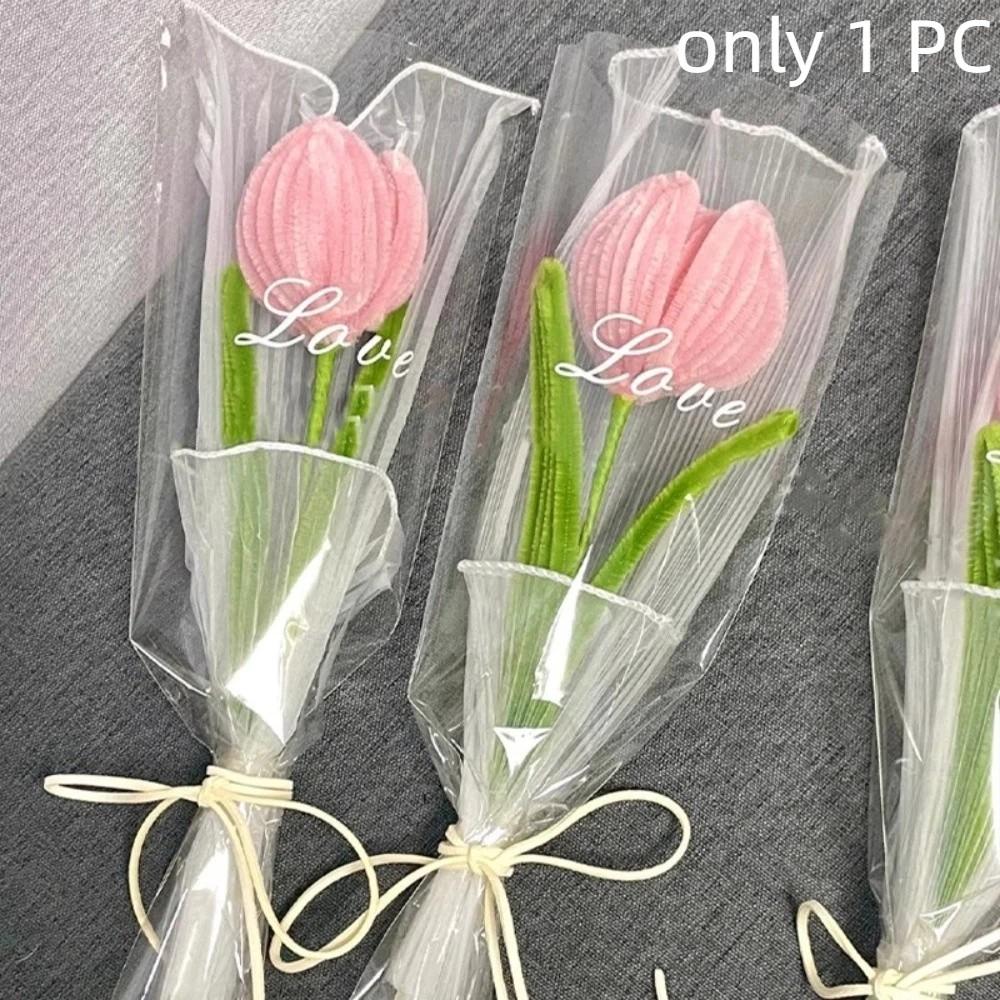 Handmade Tulip Twisting Rod Graduation Gifts Artificial Tulip Flower Sweet Flower Bouquet  Couple