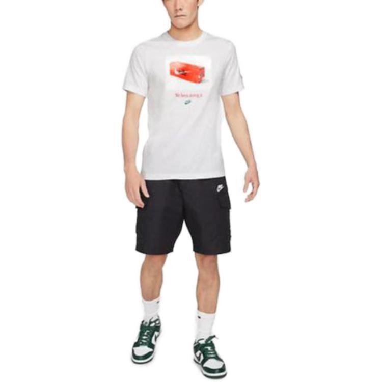Nike T Shirts Men's White Crew Neck Moderate Straight Fit DJ1390-100
