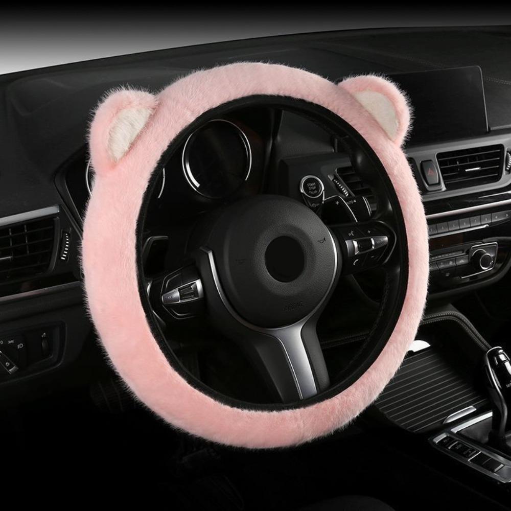 Soft Steering Wheel Cover Cute Cat Ears Steering Wheel Cover Plush Steering Cover for Car Steering
