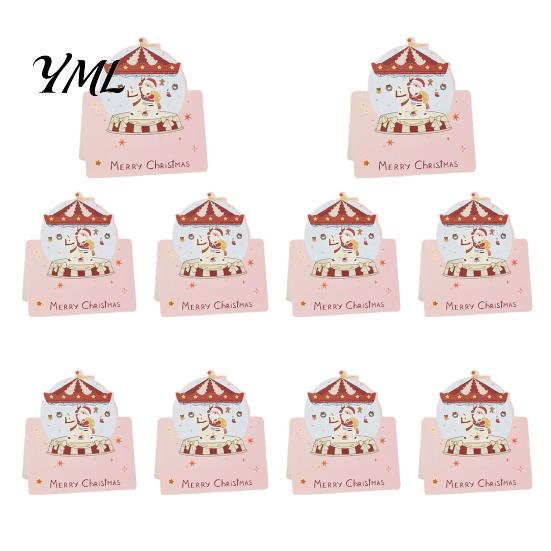 Display Cards 10 Pcs 3D Christmas Greeting Card, Cute Tree Santa Snowman Handwritten Holiday Notes Wreath Design for Festive Messages, Wishes Claus