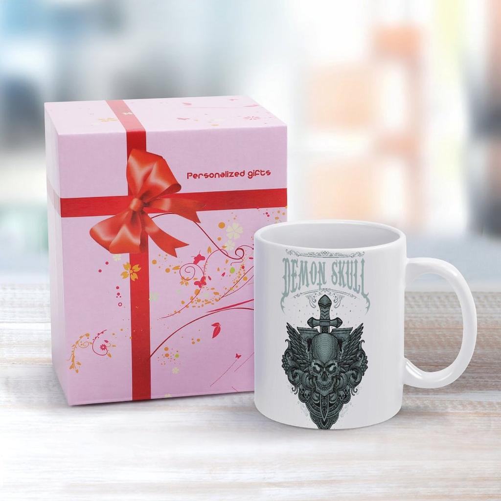 11oz White Coffee Cup with Printed Surface On Both Sides, Durable Ceramic Body and Smooth Grip for Daily Warm Drink Lovers