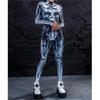 Halloween Robot Skeleton Digital Printing Women's Slim Long Sleeve Cosplay Costumes Tight Jumpsuit Zentai Bodysuit