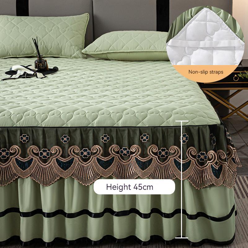 Утолщенная хлопковая кружевная юбка в стиле принцессы, комплект из трех предметов, нескользящее покрывало для кровати 1,8 м/1,5 м/2,0 м