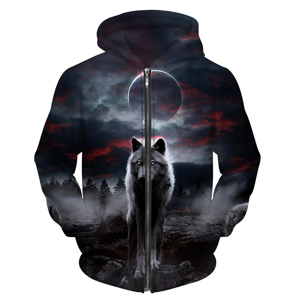 Крутые толстовки на молнии с 3d принтом волка, куртка унисекс с капюшоном, толстовки с капюшоном на молнии в стиле хип-хоп, повседневные спортивные толстовки