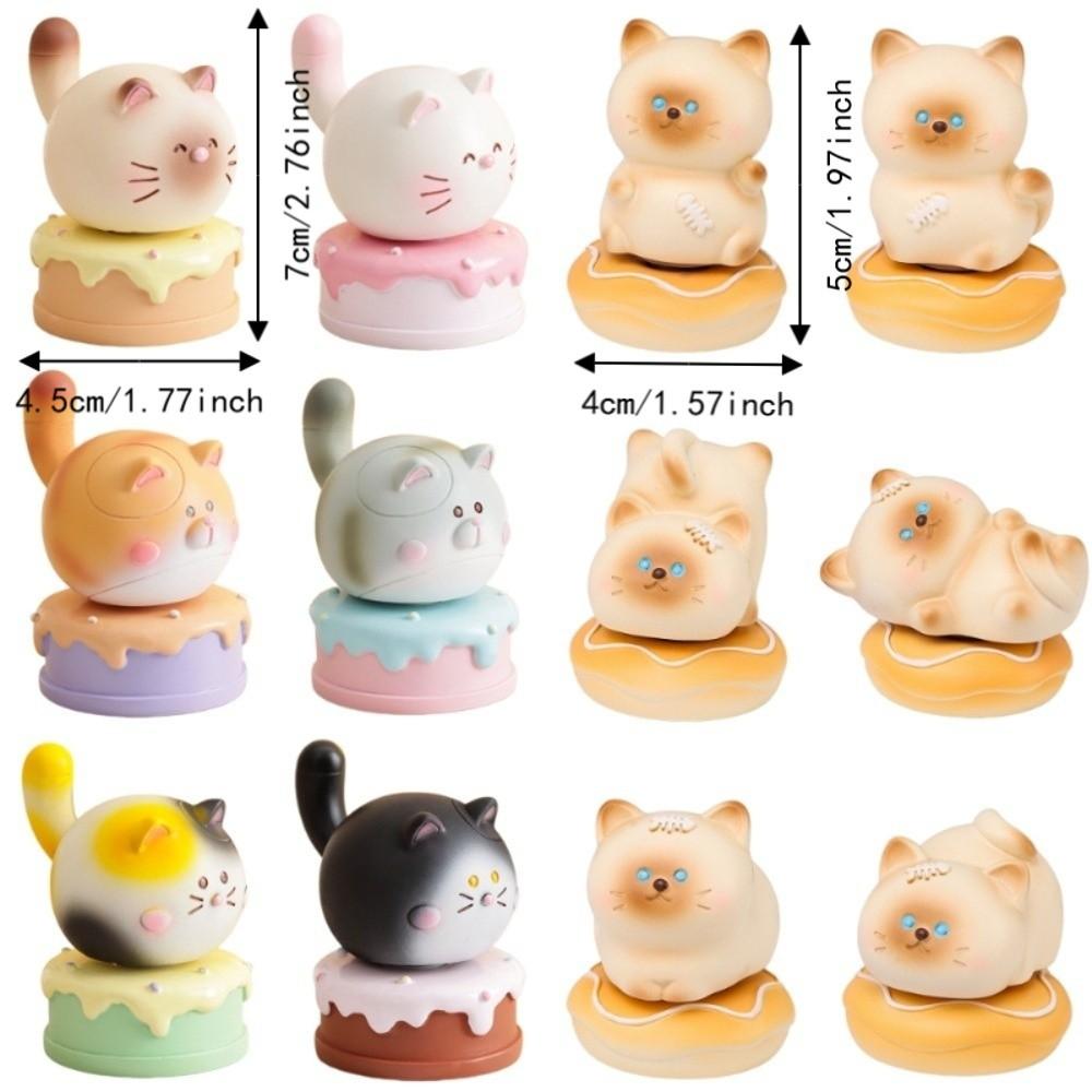 Exquisite Kitty Rotating Figurine Multicolor Table Ornament Cute Siamese Cat Statue Car Ornaments