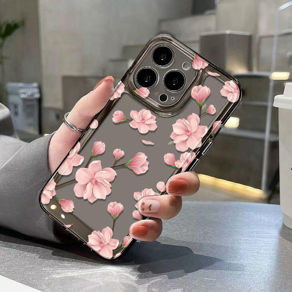 Розовый цветок для чехла iPhone17promax space phone case Apple 16 прозрачный 14/13 мелкое отверстие 15