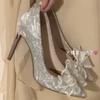 Свадебные туфли Buling buling silver fairy style 2025 new ins super flash single shoes thin ass high heels