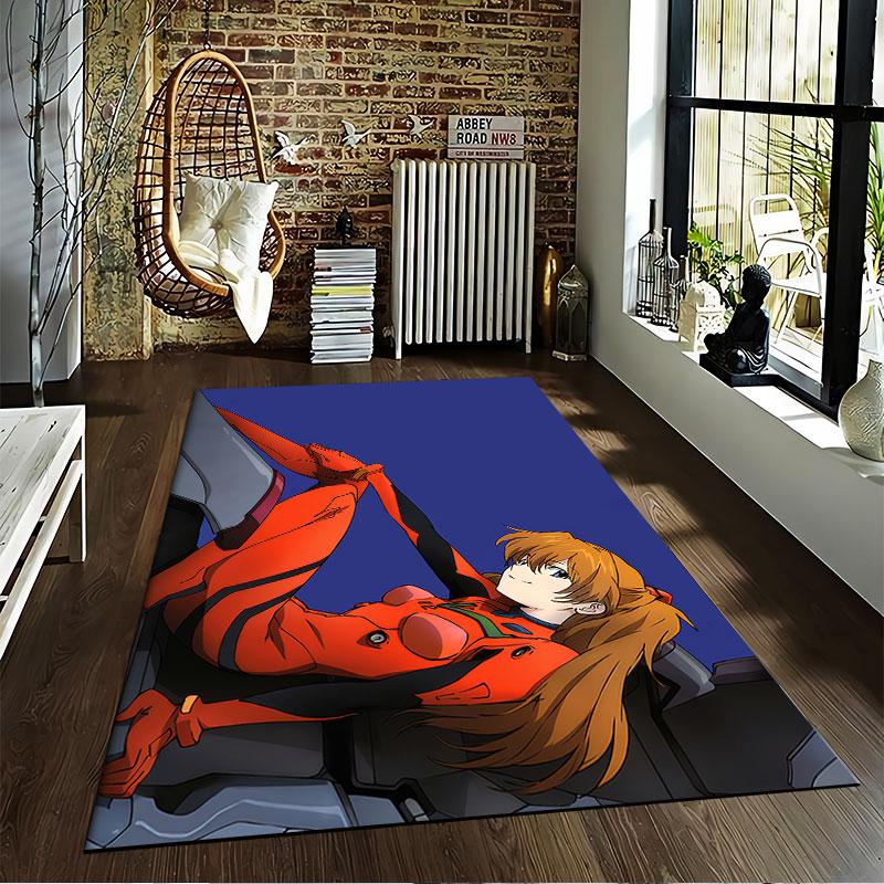 Anime Girl in Red Suit suitable as a non-slip mat for the living room or bedroom sofa