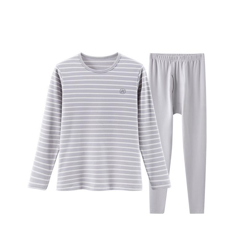 2025 Новый подростковый полосатый теплый флисовый комплект нижнего белья из бархата и хлопка с лайкрой для осени/зимы