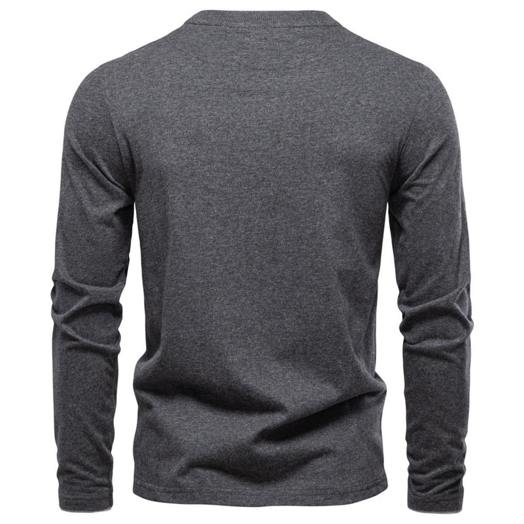 Men's Solid Color Button Collar Long Sleeve Sweatshirt Men's Sports Large Size Casual Button Collar Top