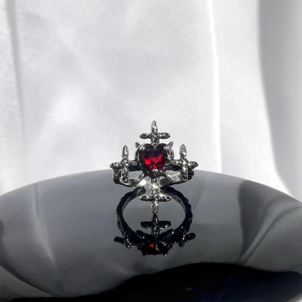 Винтажное кольцо-крест, готическое открывающееся кольцо на палец, креативное кольцо с сердечком и любовью для пары