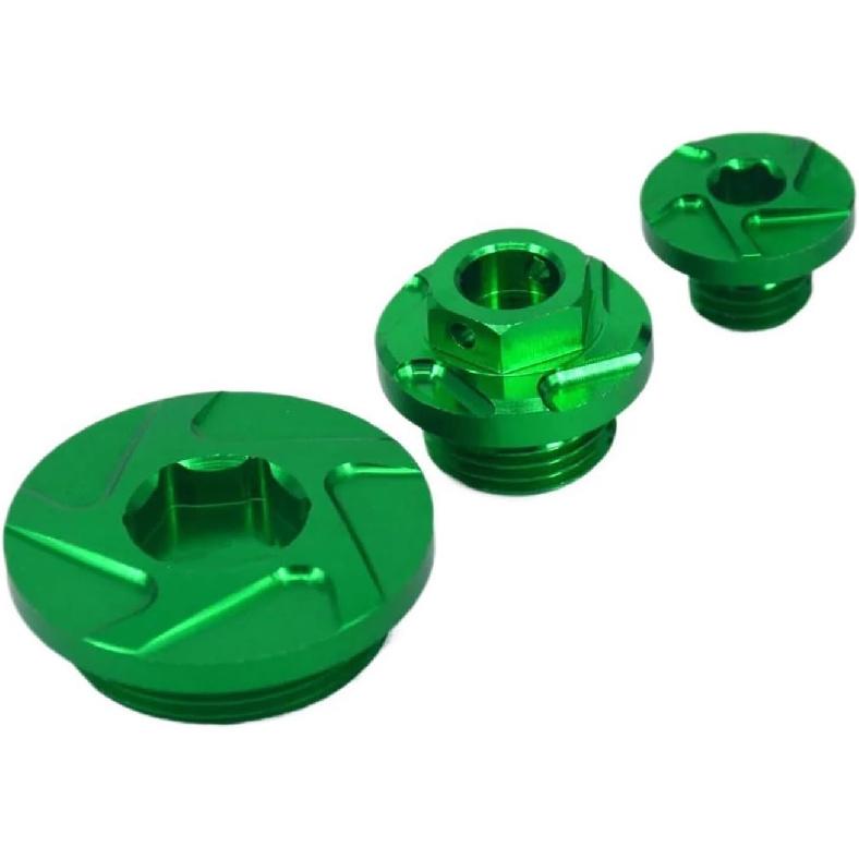 CNC Billet Engine Timing Cover Oil Filter Plugs Bolts Set Compatible with KX250F KXF250 KXF 250 KX450F KXF450 450 KLX450R KLX 450R