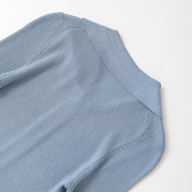 Araltay New Arrival Fashion Style Women's Fashion All-Match Metal Color Line Knitting Polo Shirt Tops 2142129