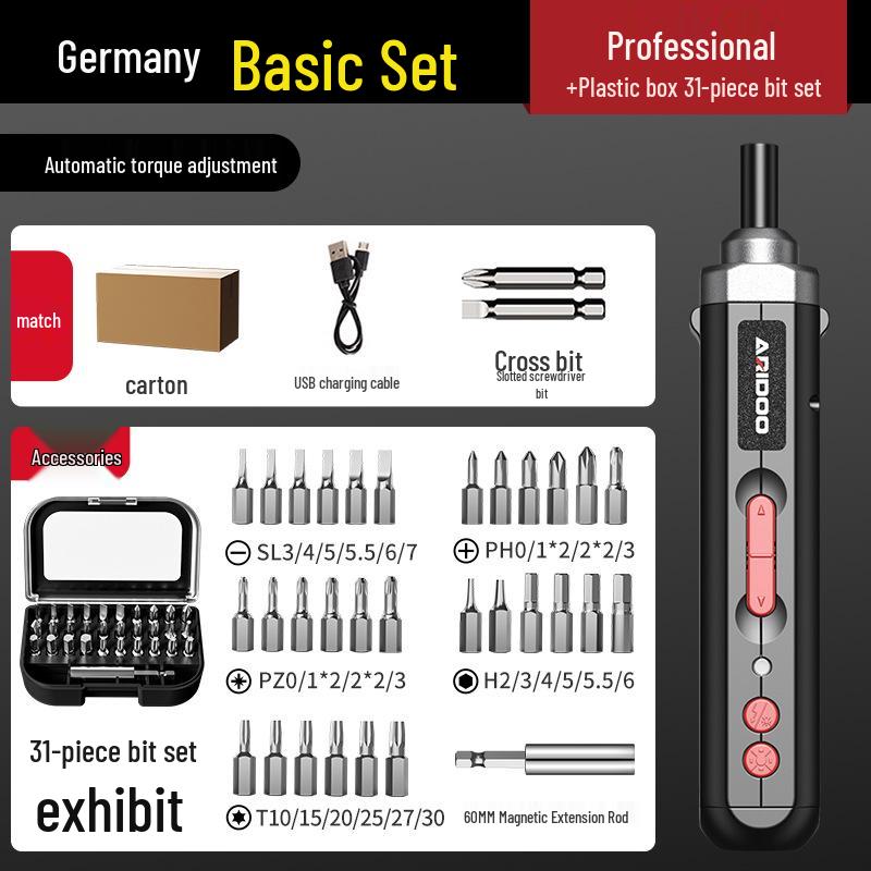 Немецкий аккумуляторный ручной автоматический электрический набор отверток - Маленький бытовой инструмент с литиевой батареей