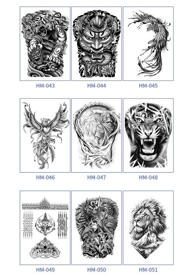 Waterproof Men's Herbal Tattoo Stickers: Full & Half Back, Long-Lasting, Large Floral Designs for Chest & Arm.