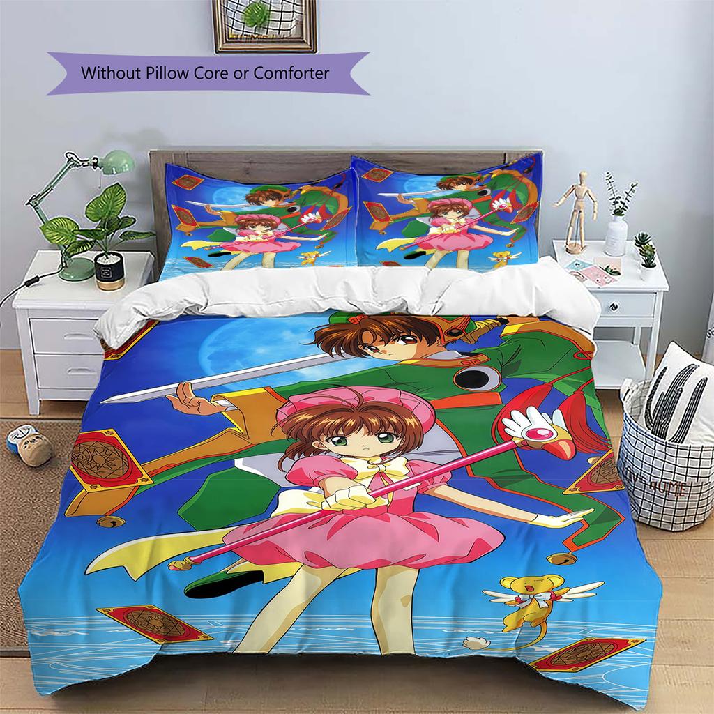 Cardcaptor Sakura Bedroom Ornament Nice Fan Gift Anime Daily Use Bedding Patterned Duvet Cover Set -xia05