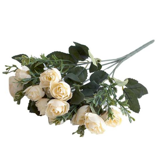 1 Bouquet Artificial Flower Eco-friendly Anti-fade Plastic Simulation Rose Flower Decor for Wedding