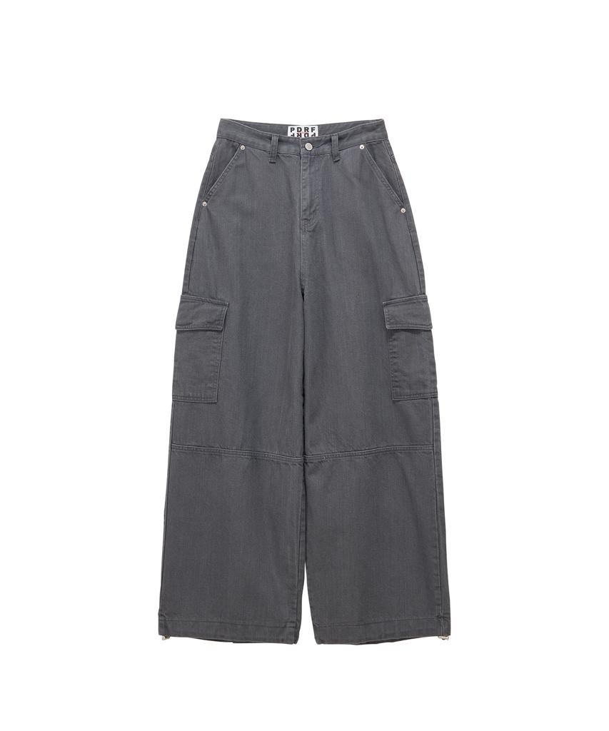 PANDORAFIT Stone Cargo Wide-Leg Pants (Charcoal)