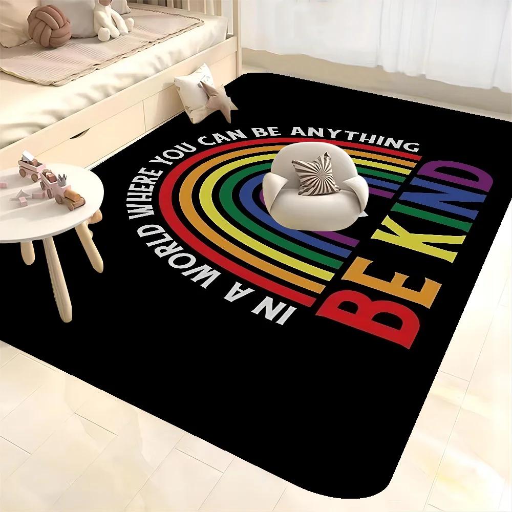 Gay Lesbian LGBT Rainbow Love Floor Mat Bathroom Mat Kids Room Bedroom Decoration Balcony Anti-Slip Doormat Living Room Bedside