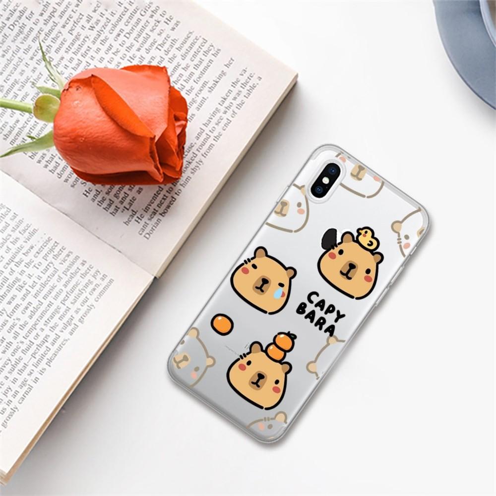 Мультяшный милый чехол для телефона с капибарой для iPhone 14 13 12 11 Pro Max XS X XR SE 2020 6 7 8 Plus Mini Защитный чехол