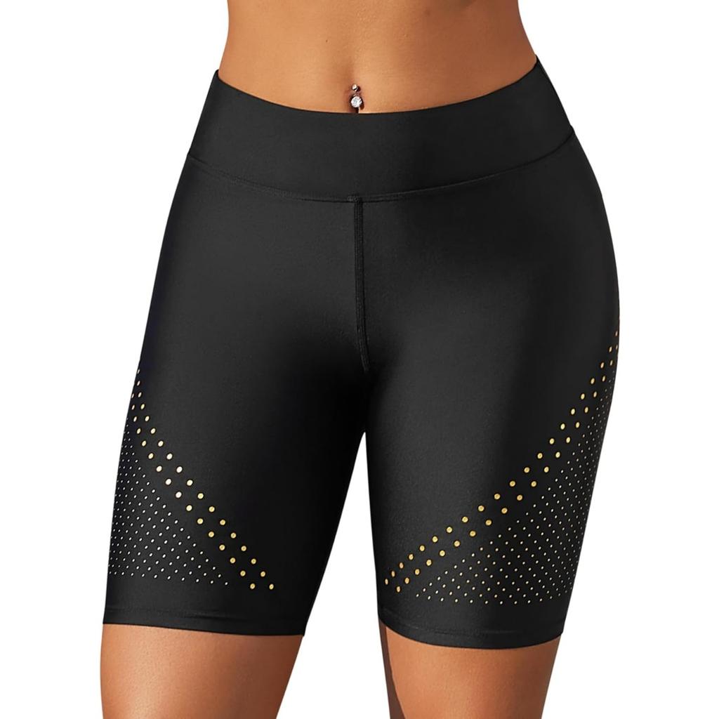 Женские шорты для плавания Charmleaks с высокой талией и принтом в горошек, быстросохнущие шорты с защитой UPF50+ и подкладкой