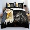 Motorcycle Eagle Printed Duvet Set Bedding Set With Pillowcase Quilt Cover Three-Piece Set