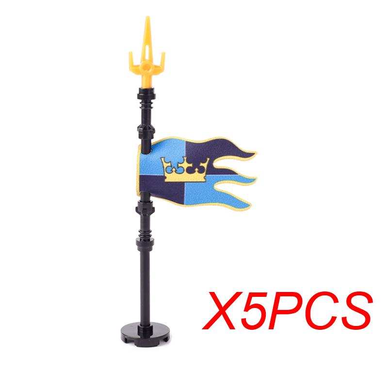 MOC Medieval Red Lion Black Eagle Castle Soldier Knight Horse Mount Building Block Military Figure Vest Armor Flag Toy Gift