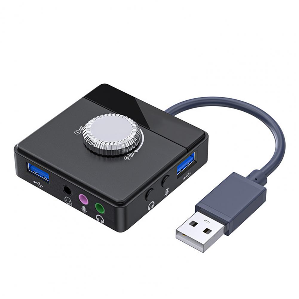 USB External Sound Card 3.5mm Jack Driver-Free Volume Adjustable Tablet Computer Microphone Phone External Stereo Audio Adapter