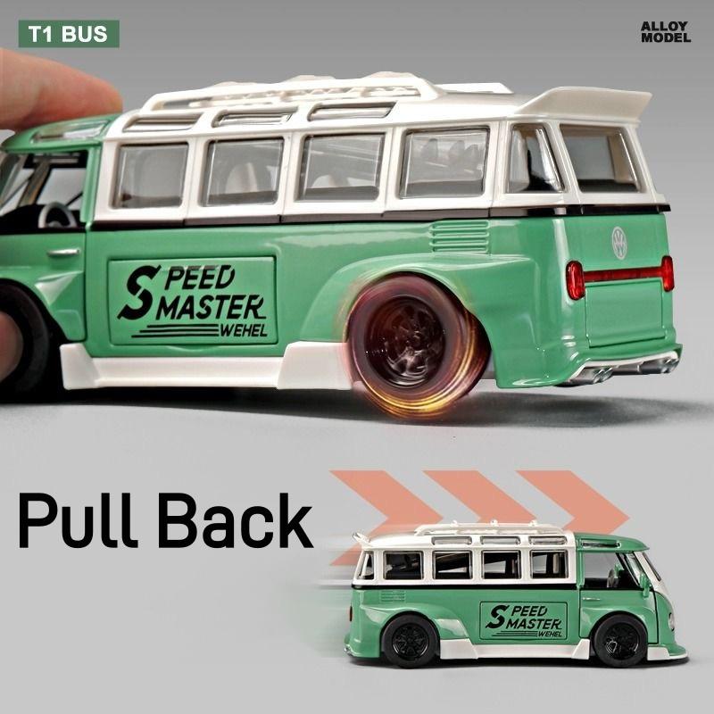 DDM Volkswagen T1 Transporter Автобус Модифицированный Симуляция Литой и Игрушечный Транспорт Звуки и Свет Инерционная Машина 1:Модель из сплава 32