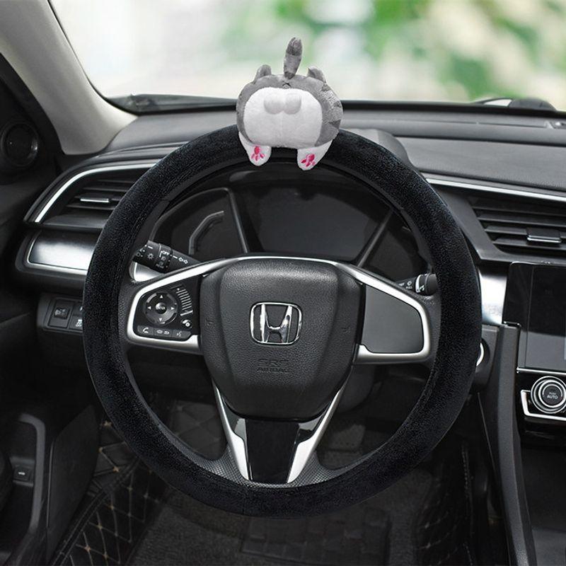 Южная Корея Осень и Зима Милый Чехол на Руль Автомобиля Короткий Плюш Женский Нейтральный Heattech Нескользящий Анти-Пот Черный Чехол на Ручку