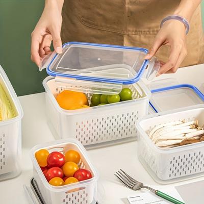 Контейнер для хранения продуктов с корзиной для слива, не содержит БФА, большая вместимость, герметичный, органайзер для овощей в холодильник