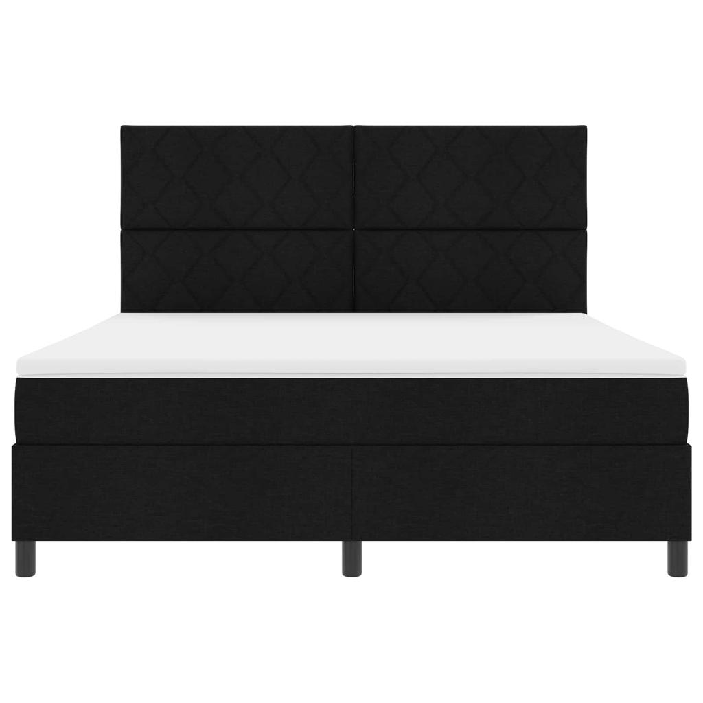 Box Spring Bed with LED Light Strips Black 180 x 200 cm Fabric