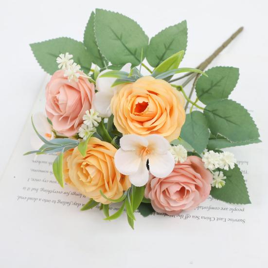 Имитация роз Букет искусственных цветов Реалистичные на ощупь Искусственные розы для декора дома, свадьбы, офиса Искусственные шелковые цветы Круглогодичный букет для