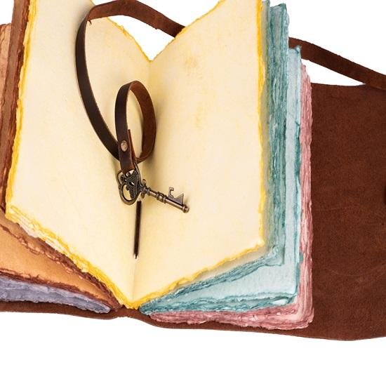 Винтажный кожаный дневник ручной работы из 200 старинных цветных страниц ручной работы с антикварной застежкой-ключом