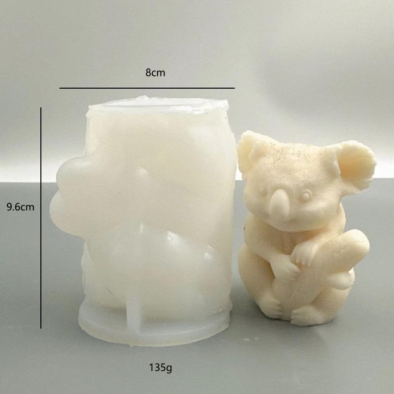 Новая 3D силиконовая форма для цилиндрической свечи с рельефом коалы, милая цилиндрическая форма для коалы из смолы для украшения мебели и гипса